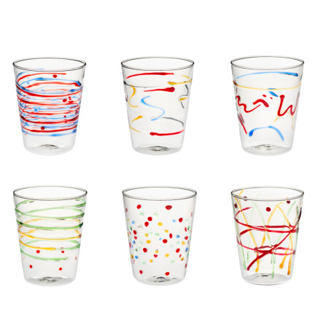 Set 6 bicchieri Acqua Assortiti Galbiati Milano Carnival 470 ml