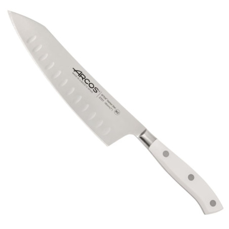 Coltello rocking santoku forma giapponese con lama alveolata
