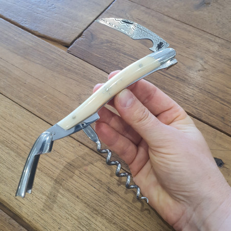 Cavatappi damasco Forge de Laguiole manico Osso