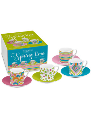 Set 4 tazzine da caffè con piattino Konitz spring time