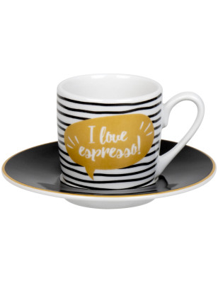Set 4 tazzine da caffè con piattino Konitz I love espresso