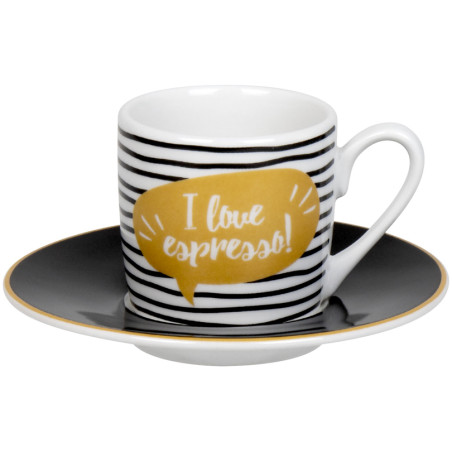Set 4 tazzine da caffè con piattino Konitz I love espresso
