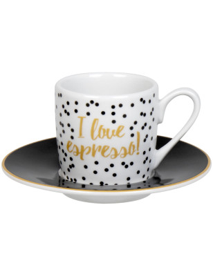 Set 4 tazzine da caffè con piattino Konitz I love espresso