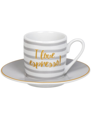Set 4 tazzine da caffè con piattino Konitz I love espresso