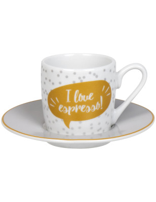 Set 4 tazzine da caffè con piattino Konitz I love espresso