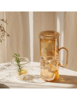 Caraffa acqua in vetro con coperchio Nuts Innovations oro 1,2 litri