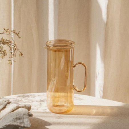 Caraffa acqua in vetro con coperchio Nuts Innovations oro 1,2 litri