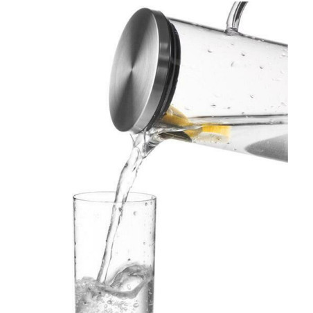 Caraffa acqua APS in vetro con coperchio inox 1,5 litri