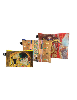 Borsette con zip Loqi Gustav Klimt set 3 pezzi