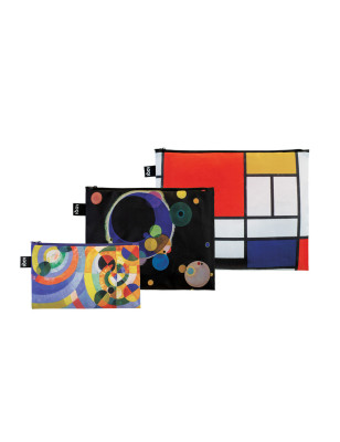 Borsette con zip Loqi Piet Mondrian set 3 pezzi