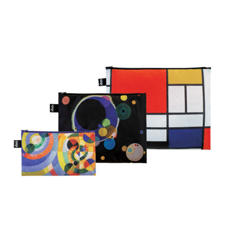 Borsette con zip Loqi Piet Mondrian set 3 pezzi