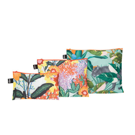 Borsette con zip Loqi Thai Floral e Wild Forest set 3 pezzi