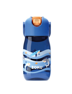 Bottiglia bambini Zoku Flip Straw Teal Dino 400 ml