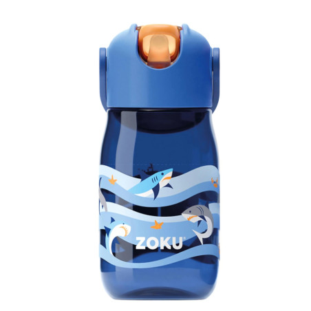 Bottiglia bambini Zoku Flip Straw Teal Dino 400 ml