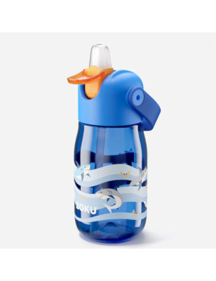Bottiglia bambini Zoku Flip Straw Teal Dino 400 ml