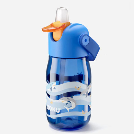 Bottiglia bambini Zoku Flip Straw Teal Dino 400 ml