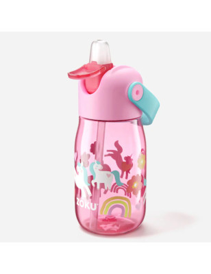 Bottiglia bambini Zoku Flip Unicorno rosa paglierino 400 ml