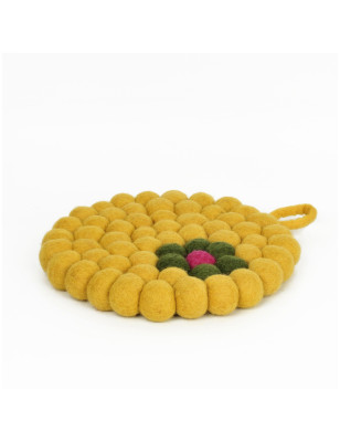 Sottopentola tondo pompon giallo Hat Hatage Udhyog 19 cm