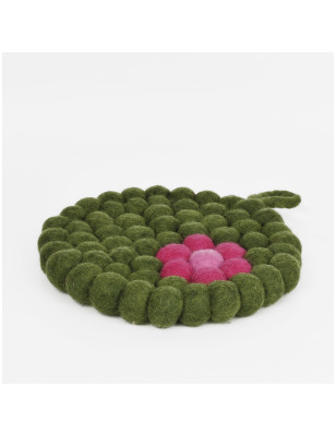 Sottopentola tondo pompon verde Hat Hatage Udhyog 19 cm