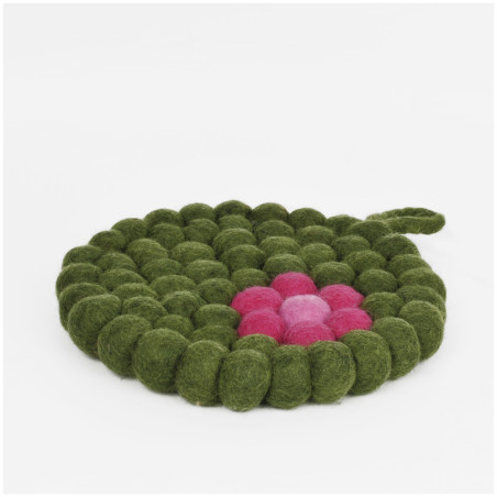 Sottopentola tondo pompon verde Hat Hatage Udhyog 19 cm