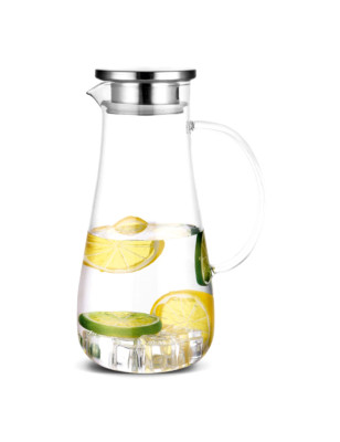 Caraffa acqua in vetro con coperchio inox 1,8 litri