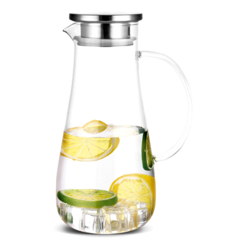 Caraffa acqua in vetro con coperchio inox 1,8 litri Caraffa acqua in vetro con coperchio inox 1,8 litri