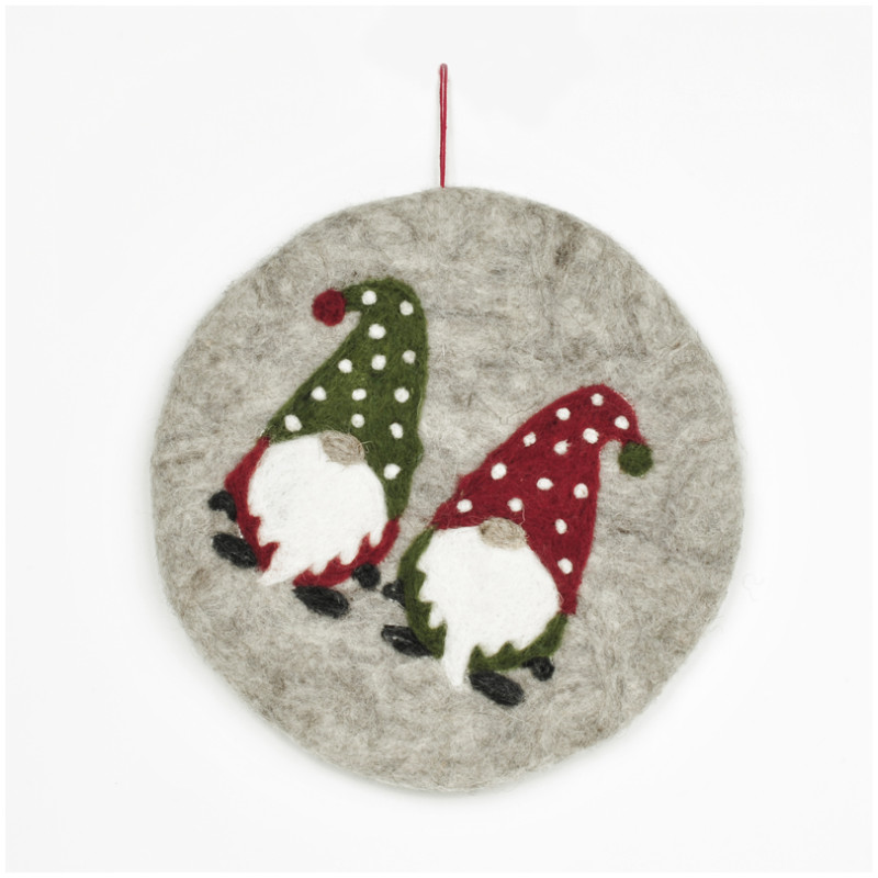 Sottopentola tondo gnomi di natale Hat Hatage Udhyog 19 cm Sottopentola tondo gnomi di natale Hat Hatage Udhyog 19 cm