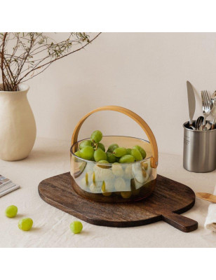 Insalatiera fruttiera Nuts Innovation vetro e legno
