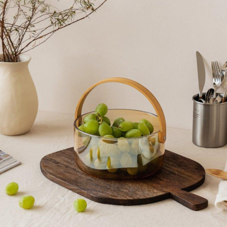 Insalatiera fruttiera Nuts Innovation vetro e legno