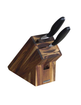 Ceppo vuoto in legno di acacia per 5 coltelli e una forbice