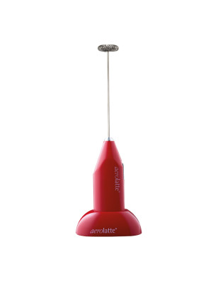 Frullino montalatte Aerolatte con supporto rosso. Funziona con batterie