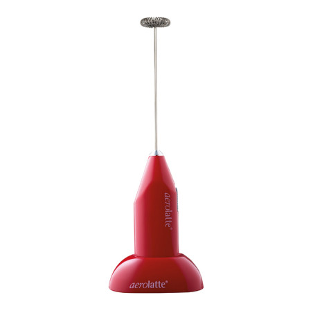 Frullino montalatte Aerolatte con supporto rosso. Funziona con batterie