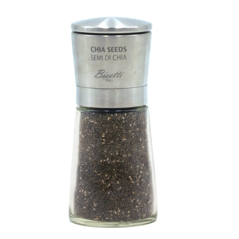 Macina semi di chia Bisetti La Spezia vetro e acciaio 13 cm Macina semi di chia Bisetti La Spezia vetro e acciaio 13 cm