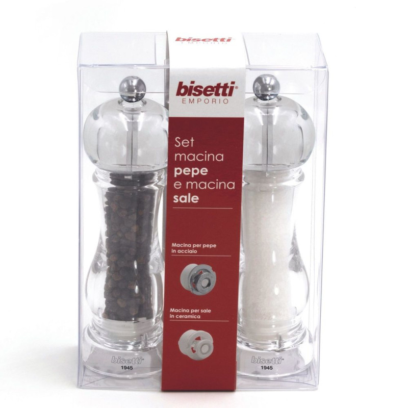 Set macina sale e pepe Bisetti Capri acrilico 16,5 cm Set macina sale e pepe Bisetti Capri acrilico 16,5 cm