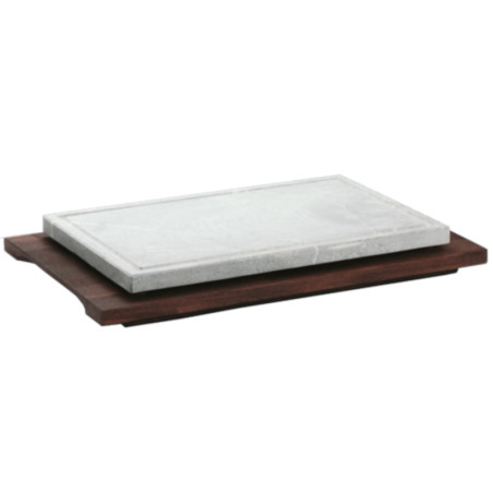 Pietra ollare rettangolare Bisetti su base in legno 40 x 25 cm