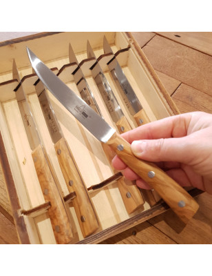Set 6 coltelli da bistecca Maglio Nero Iside legno Olivo 12 cm