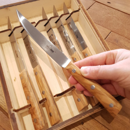 Set 6 coltelli da bistecca Maglio Nero Iside legno Olivo 12 cm
