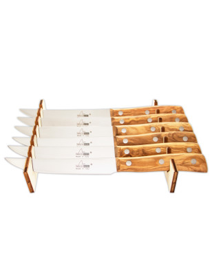 Set 6 coltelli da bistecca Maglio Nero Iside legno Olivo 12 cm