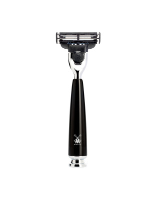 Set barba pennello e rasoio Muhle Ritmo mach 3 resina nera