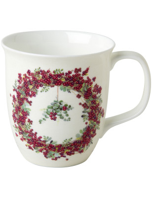 Tazza mug Ihr in bone china Berry Wreath cream 375 ml