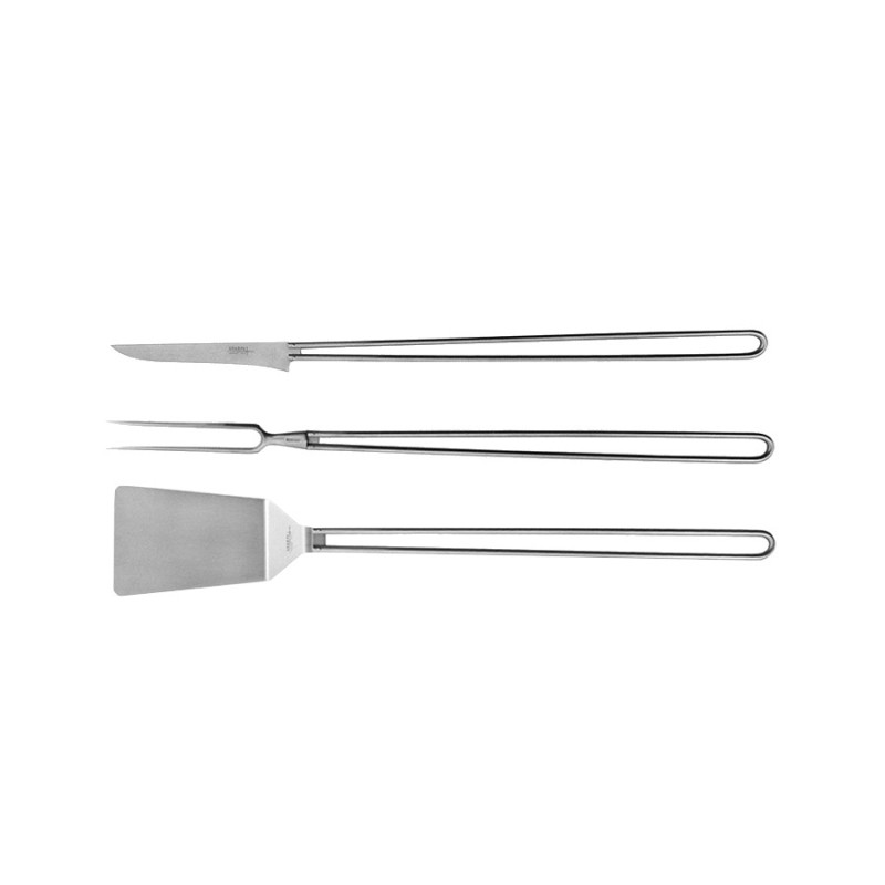 Set 3 attrezzi per barbecue in acciaio inox Set 3 attrezzi per barbecue in acciaio inox