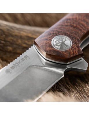 Coltello EDC con manico in legno e clip posteriore