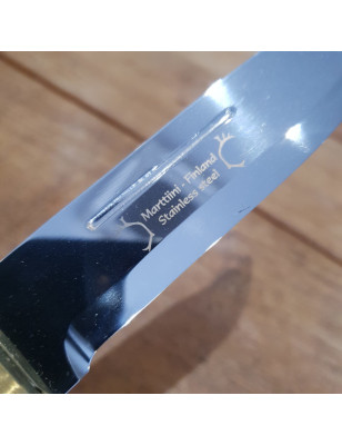 Coltello a a lama fissa con manico in legno di betulla e fodero in pelle