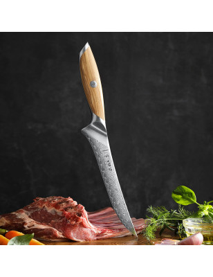 Coltello filetto carne Hezhen Flagship lama damasco 19 cm