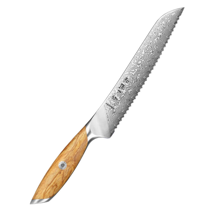 Coltello pane seghettato Hezhen Flagship damasco 21 cm Coltello pane seghettato Hezhen Flagship damasco 21 cm