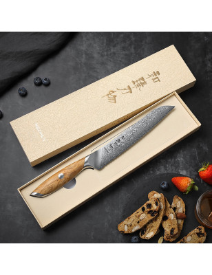 Coltello pane seghettato Hezhen Flagship damasco 21 cm