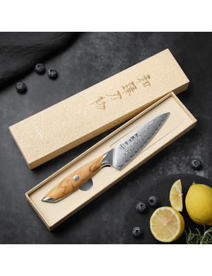 Coltello professionale multiuso utility con manico in legno di Ulivo