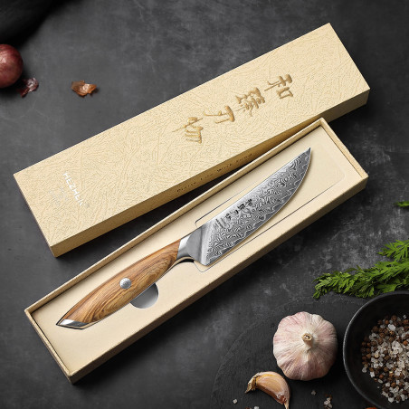 Coltello da bistecca Hezhen Flagship lama damasco 13,5 cm