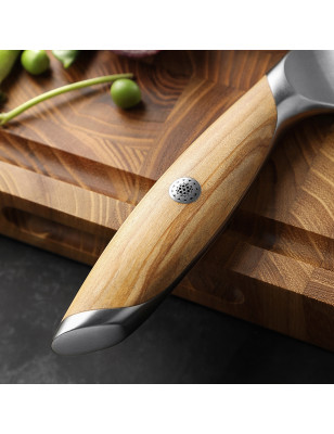 Coltello da cuoco con manico in legno di Ulivo