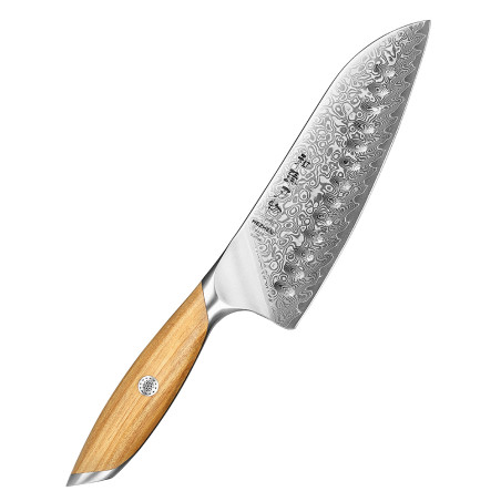 Coltello Santoku Hezhen X01-RS alveolato damasco 19 cm